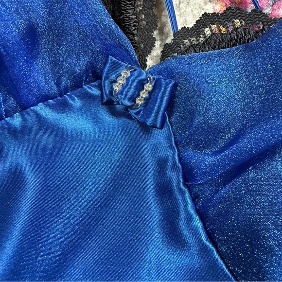 NWT Vintage 90s Cobalt Blue Lingerie Slip Dress Size 10 - Picture 7 of 11